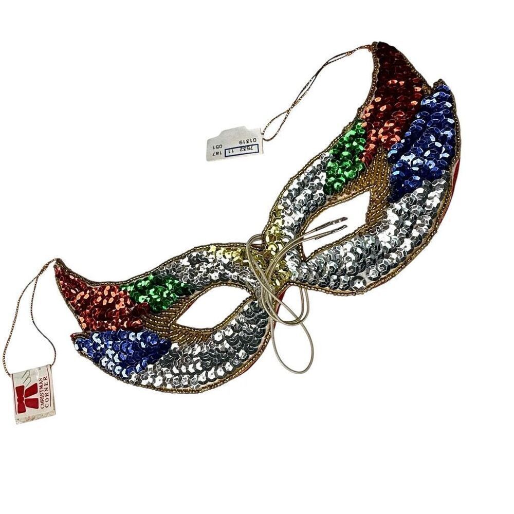 Vintage Sequin Mardi Gras Mask – Handmade USA – Costume Corner - Halloween